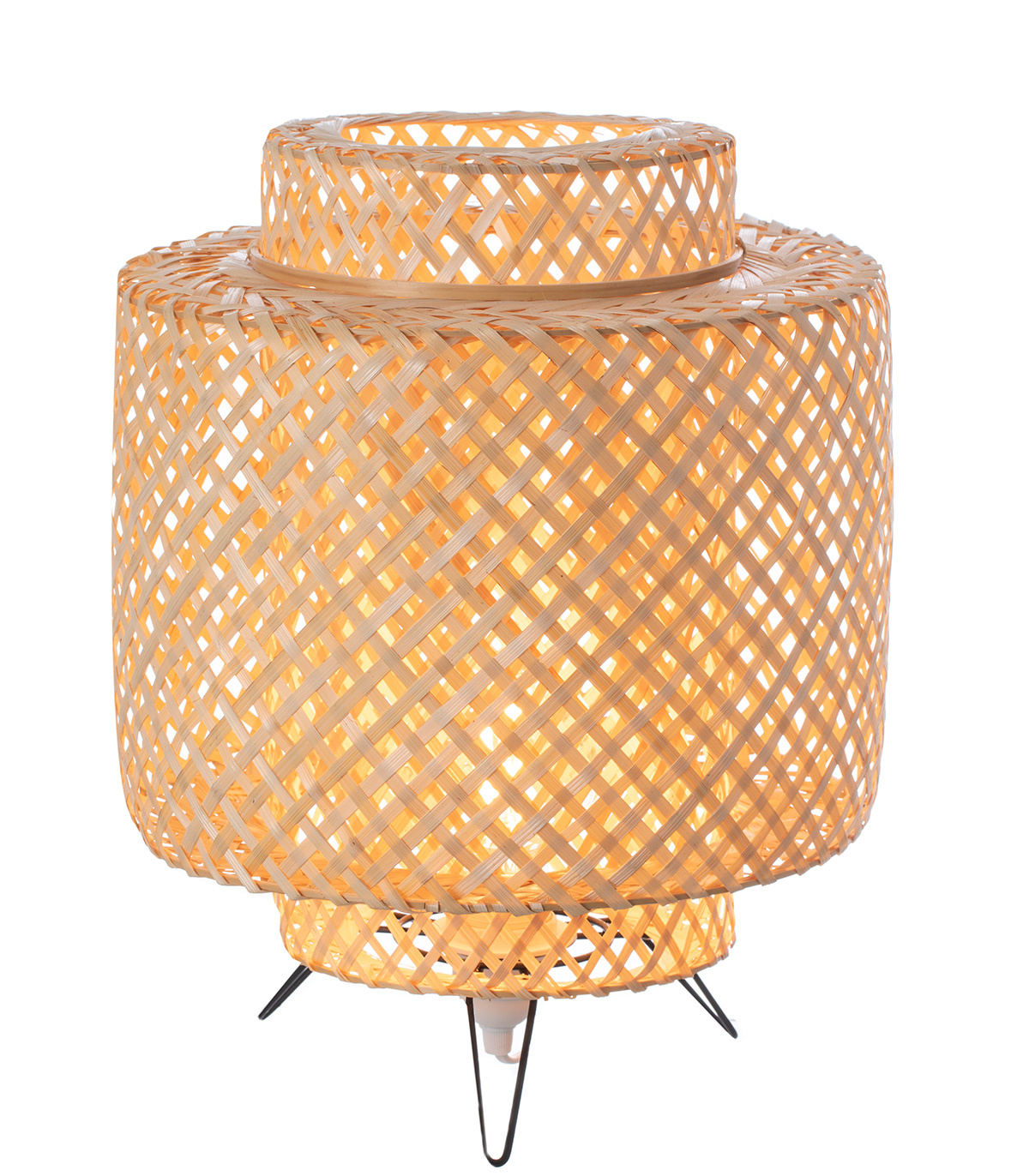 Lampe HALONG trépied, bambou naturel et métal