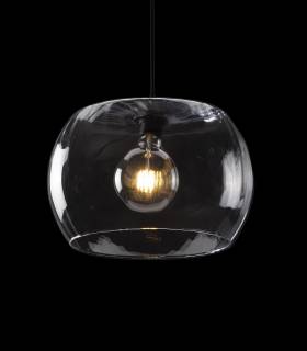 Elle se compose d'un large abat-jour en verre transparent, qui laisse parfaitement voir l'ampoule à filament à l'intérieur.