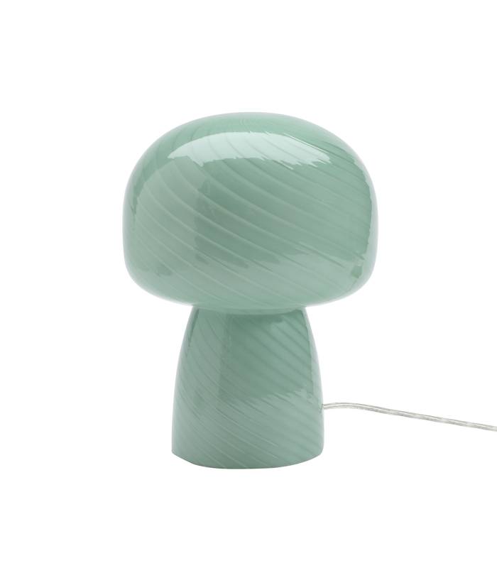 La lampe champignon verte Bully séduit par son design organique et sa finition en verre soufflé aux délicates stries.