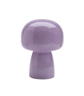 La lampe champignon parme Bully séduit par son design organique et sa finition en verre soufflé aux délicates stries.