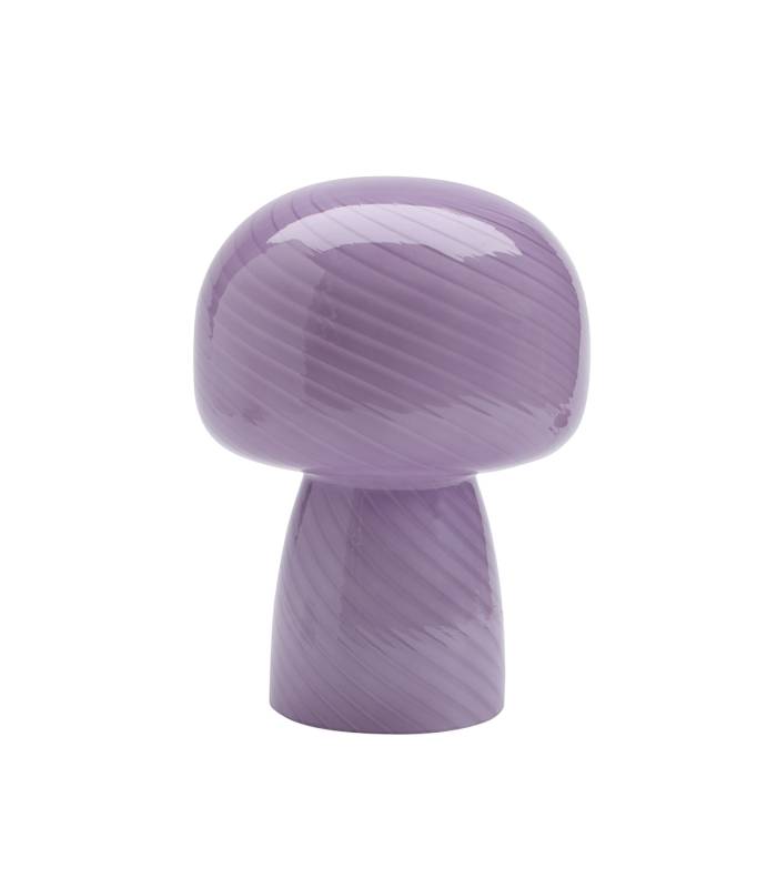 La lampe champignon parme Bully séduit par son design organique et sa finition en verre soufflé aux délicates stries.