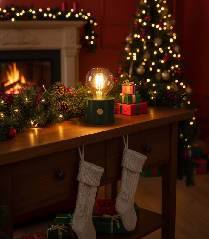 Ambiance cosy garantie avec la lampe POPY verte, fonctionnant avec 3 piles AA