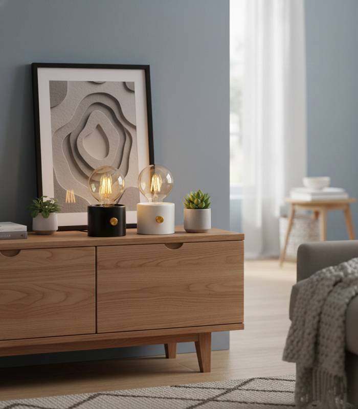 Ambiance cosy garantie avec la lampe POPY noire, fonctionnant avec 3 piles AA