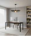 Luminaire artisanal noir diamètre 58 cm idéal pour salon ou bureau.