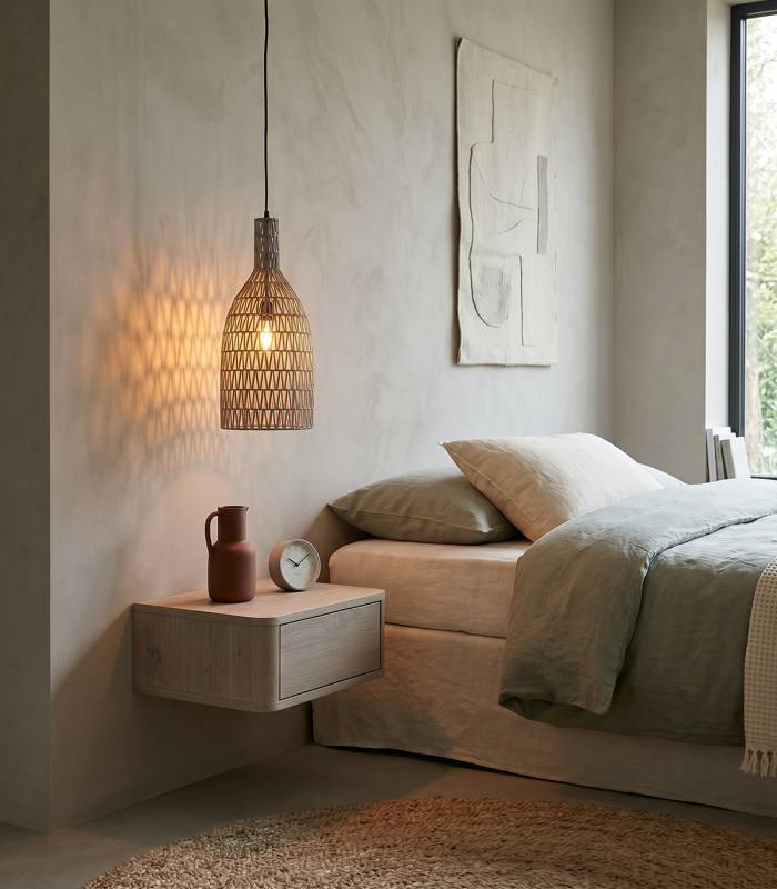 Luminaire, suspension en jacinthe d'eau grise